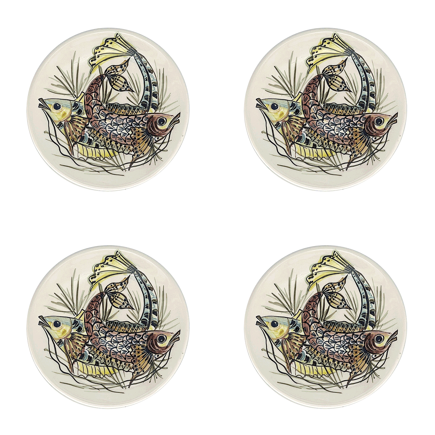Red Aldo Fish Side Plates (Set of 4)
