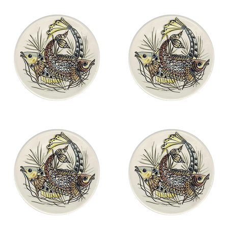 Red Aldo Fish Side Plates (Set of 4)