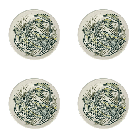 Green Aldo Fish Side Plates (Set of 4)