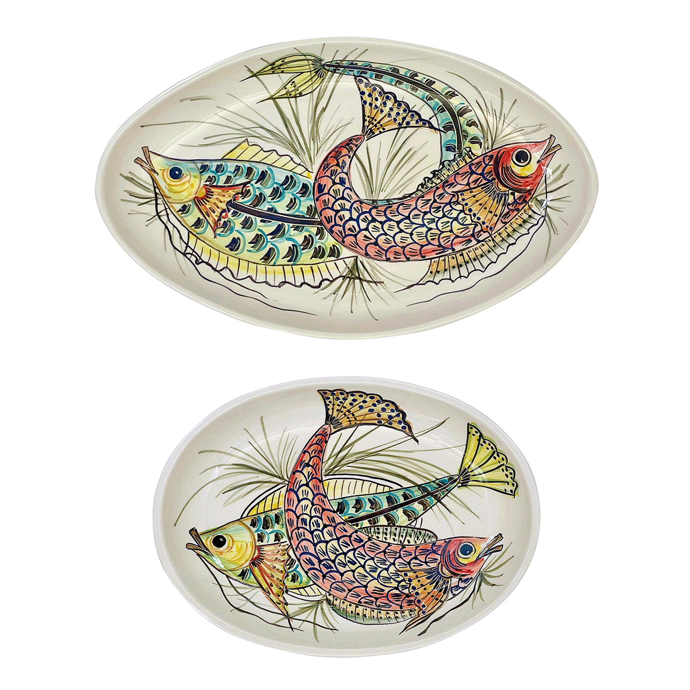 Red Aldo Fish Serving Platters (Set of 2)