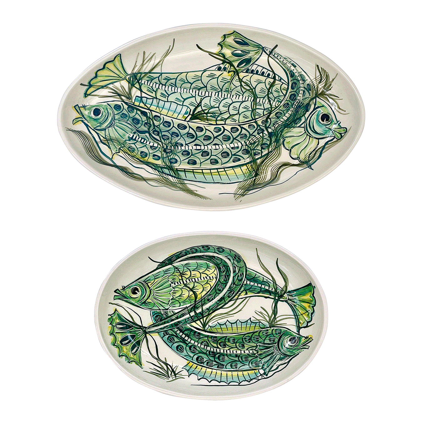 Green Aldo Fish Serving Platters (Set of 2)