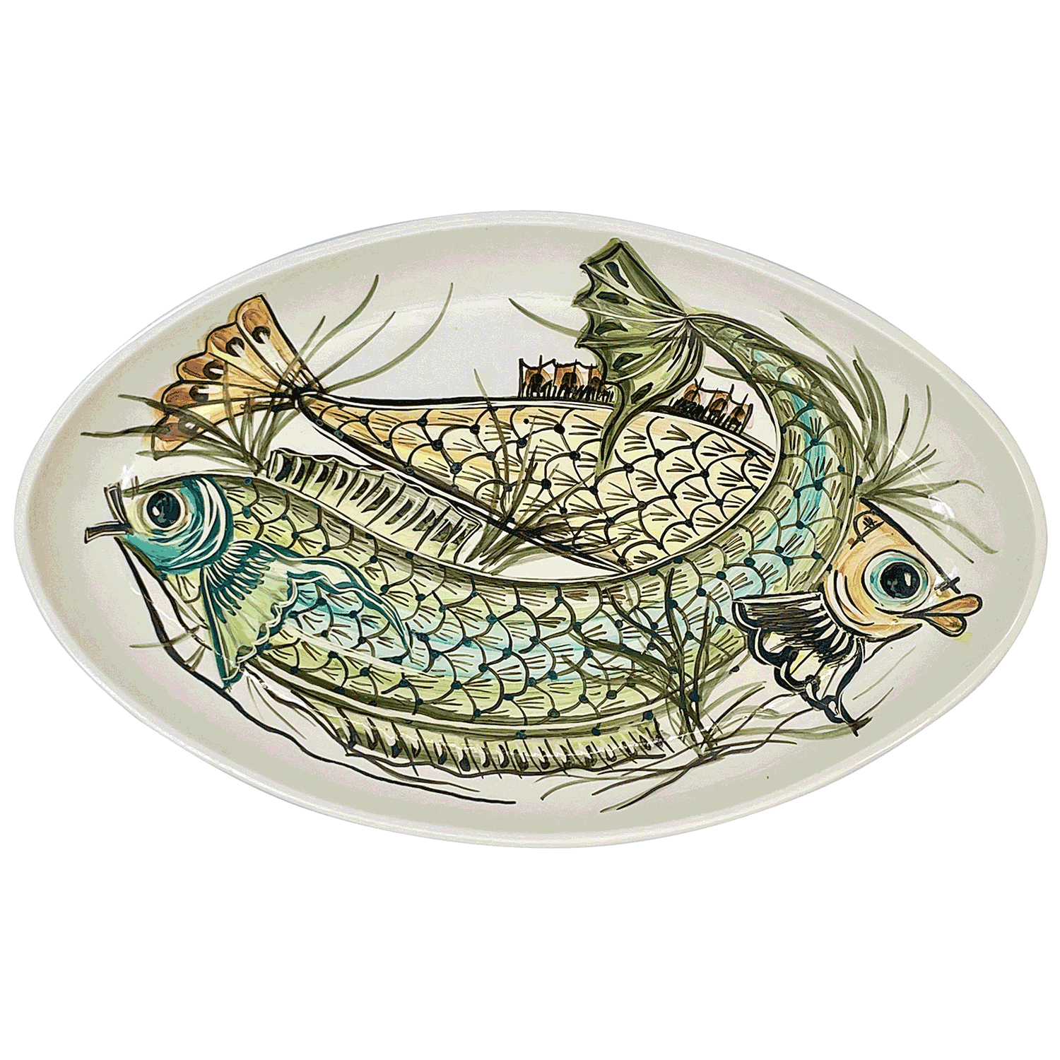 Large Blue Aldo Fish Oval Platter