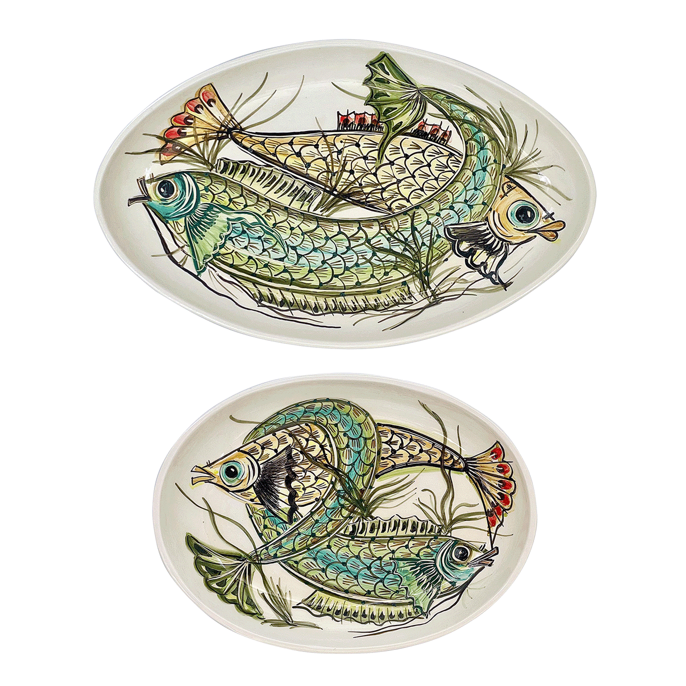 Blue Aldo Fish Serving Platters (Set of 2)