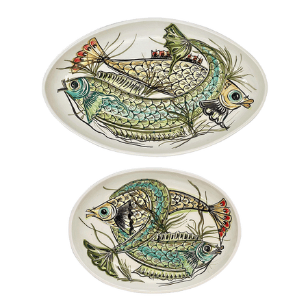 Blue Aldo Fish Serving Platters (Set of 2)