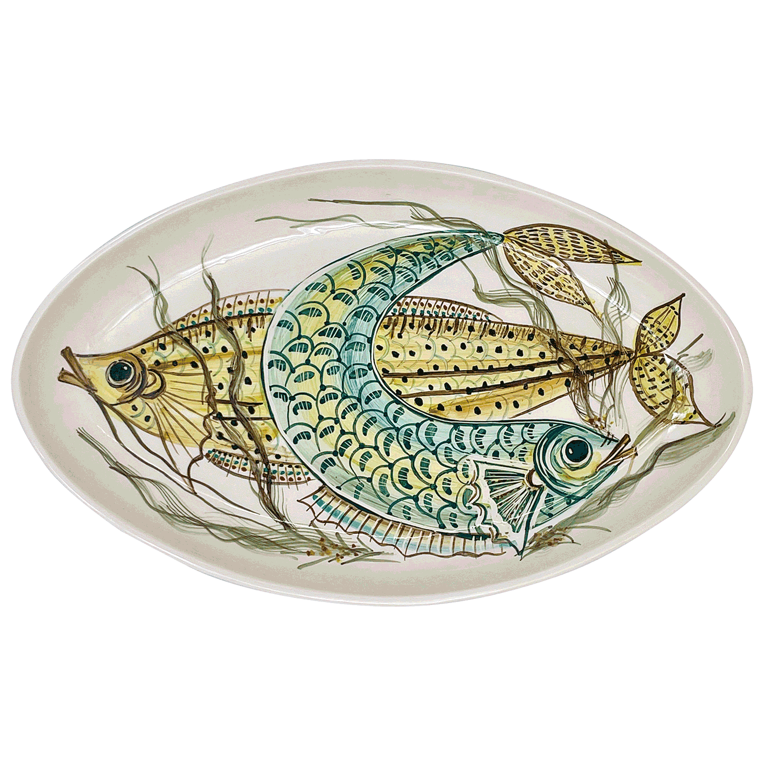 Large Yellow Aldo Fish Oval Platter