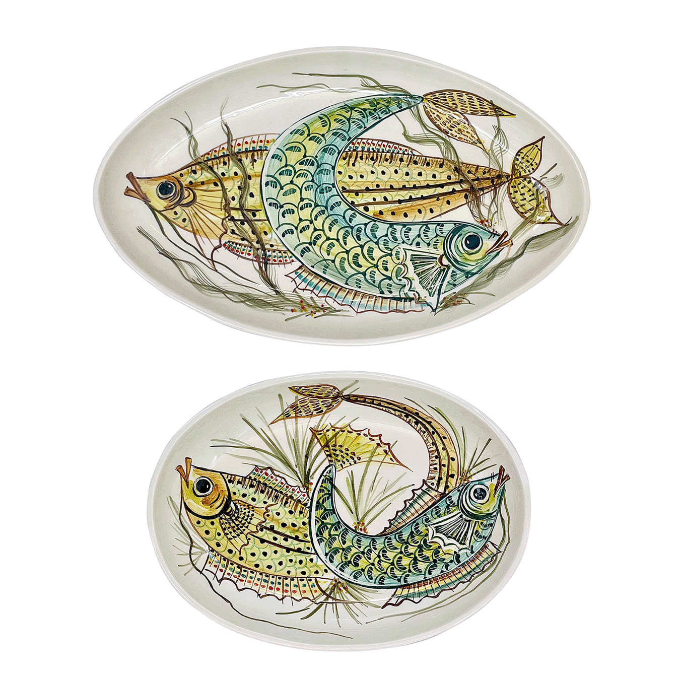 Yellow Aldo Fish Serving Platters (Set of 2)