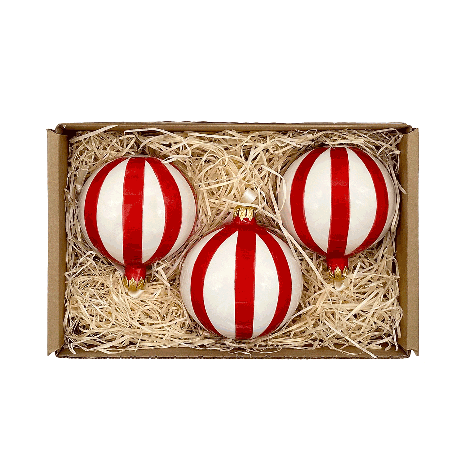 Red Stripes Christmas Baubles (Set of 3)