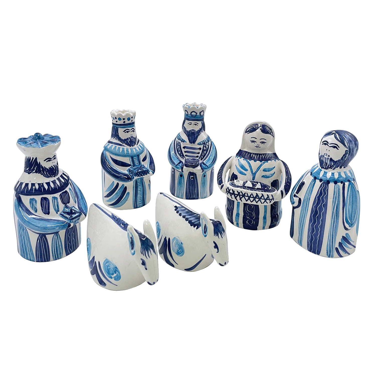 Light Blue and Navy Blue Nativity Set (7 Piece)