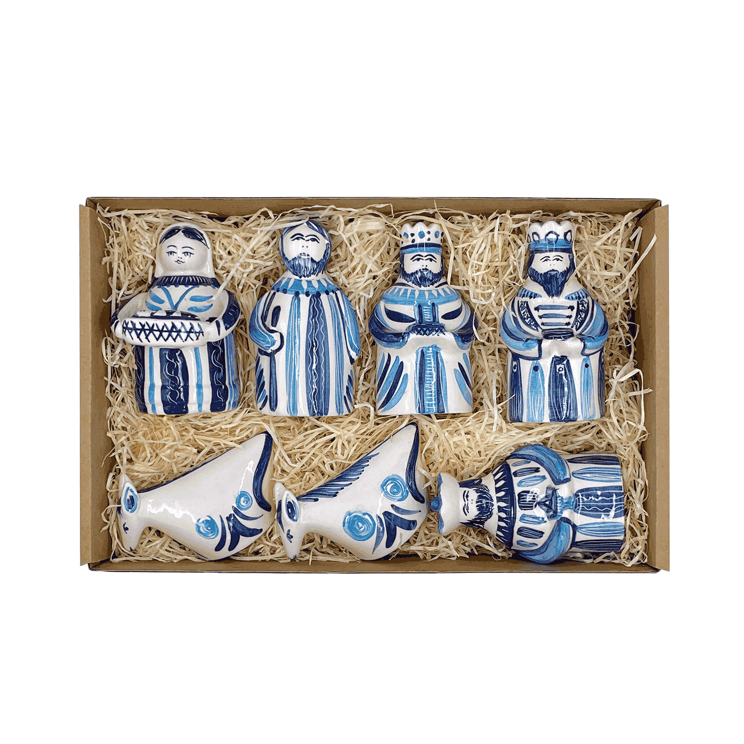 Light Blue and Navy Blue Nativity Set (7 Piece)