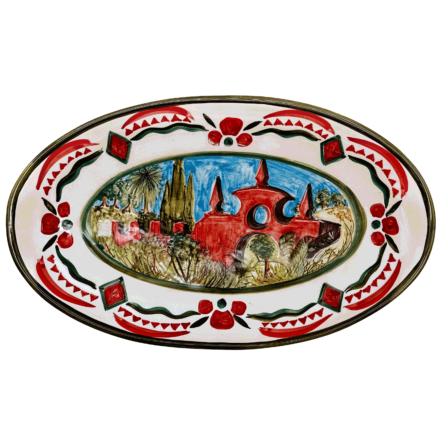 Large Maltese Garden Oval Platter