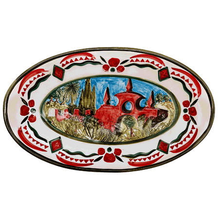 Large Maltese Garden Oval Platter