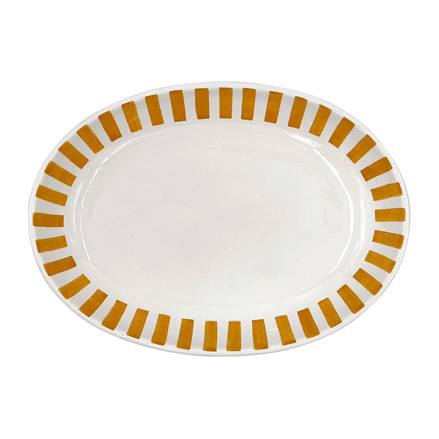 Small Yellow Stripes Oval Platter