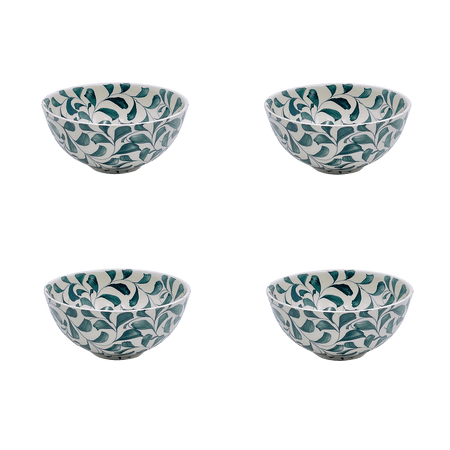 Small Green Scroll Bowls (Set of 4)