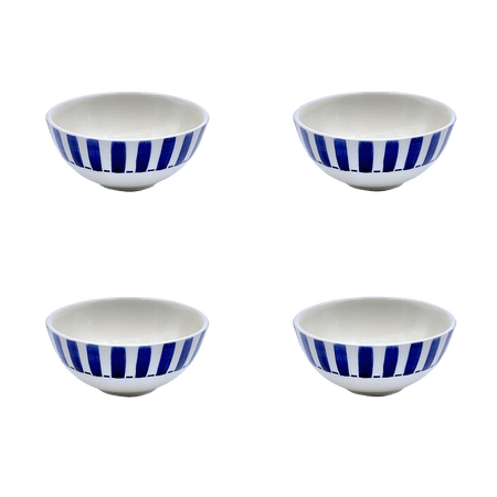 Small Navy Blue Stripes Bowls (Set of 4)