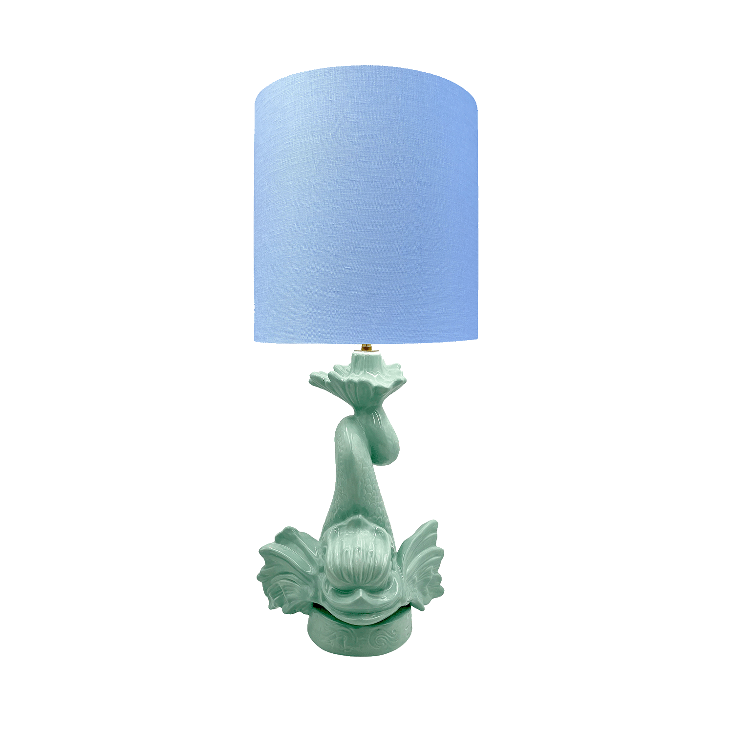 Light Blue Drum Linen Lampshade