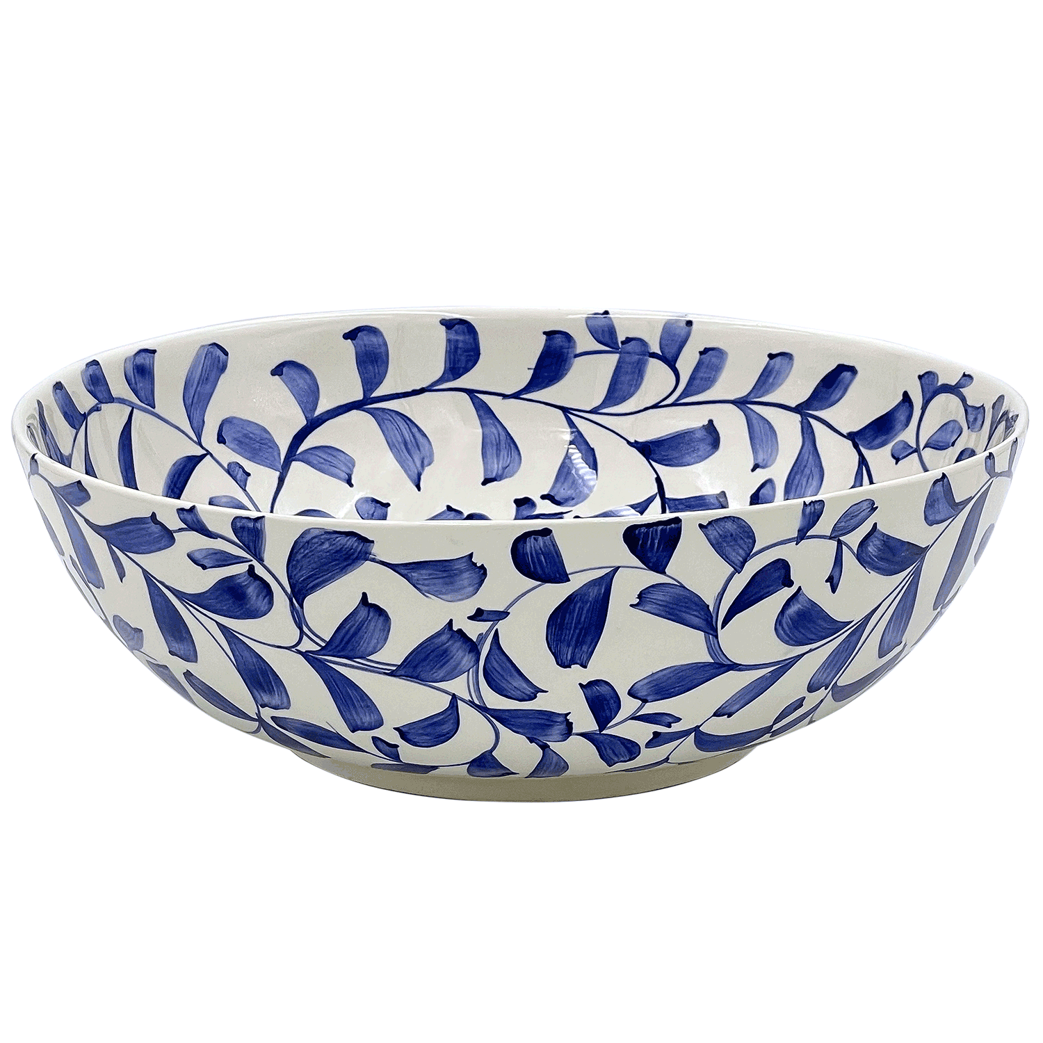 Navy Blue Scroll Salad Bowl