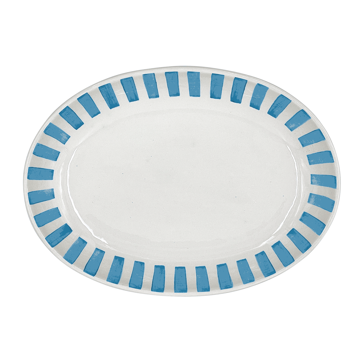 Small Light Blue Stripes Oval Platter