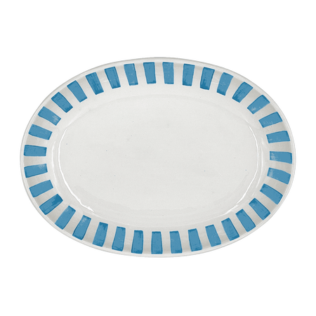 Small Light Blue Stripes Oval Platter