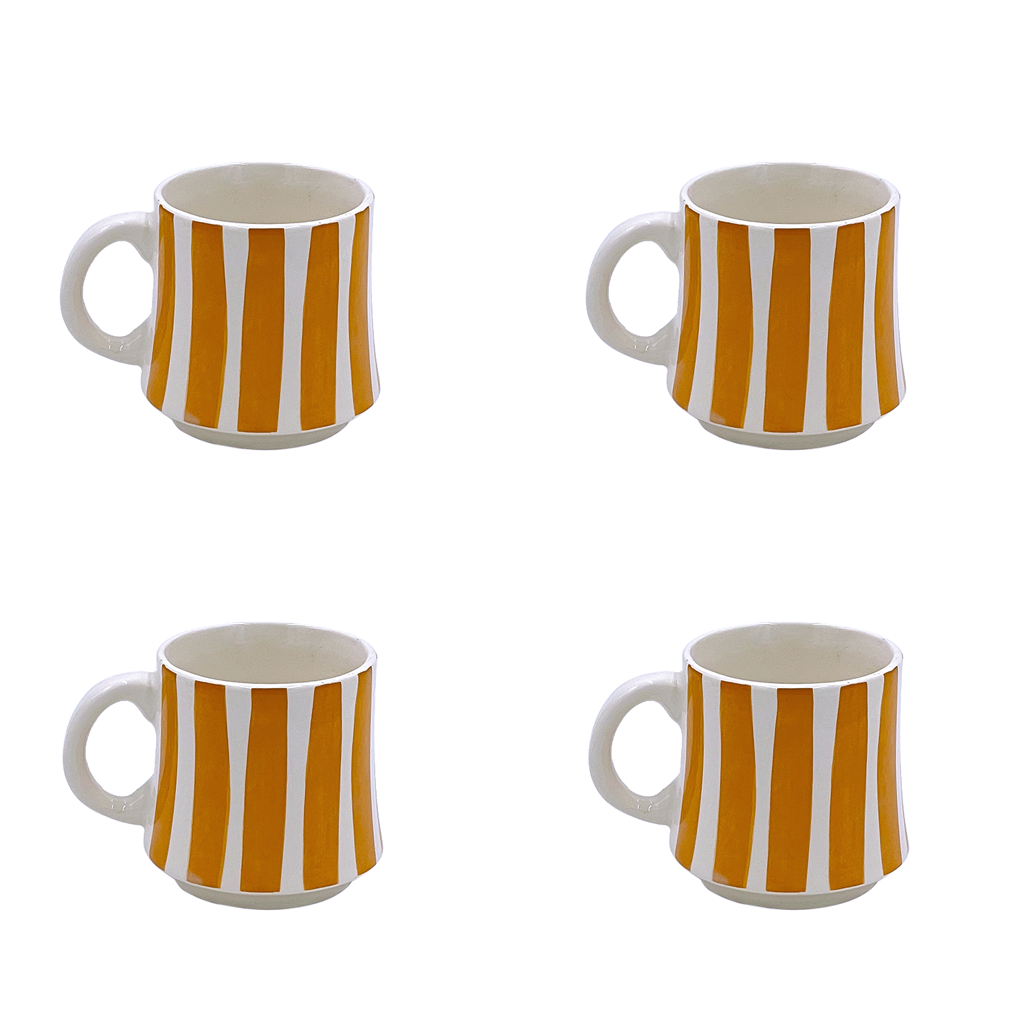 Small Yellow Stripes Mugs (Set of 4)