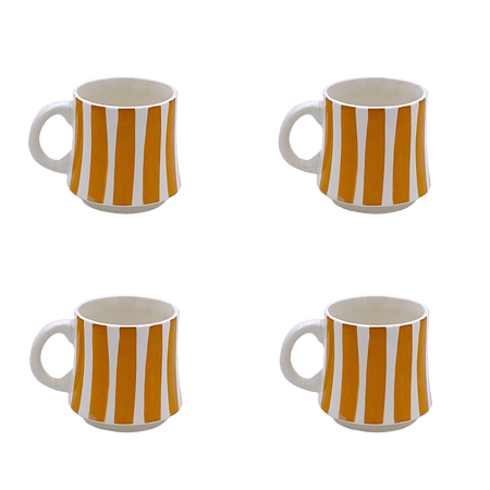 Small Yellow Stripes Mugs (Set of 4)