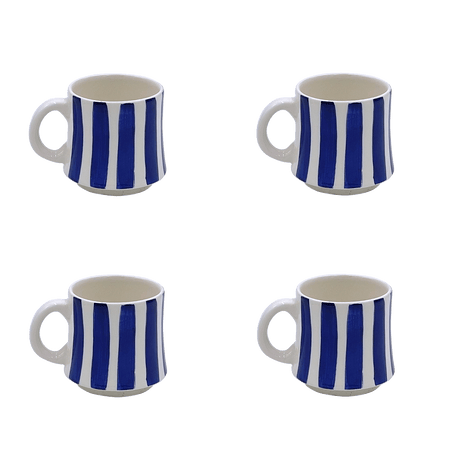 Small Navy Blue Stripes Mugs (Set of 4)