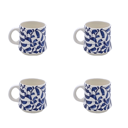 Small Navy Blue Scroll Mug (Set of 4)