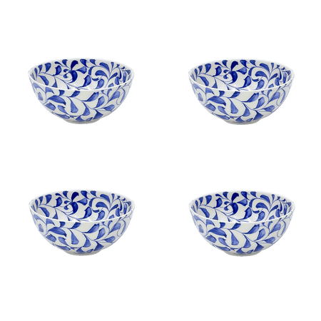 Small Navy Blue Scroll Bowls (Set of 4)