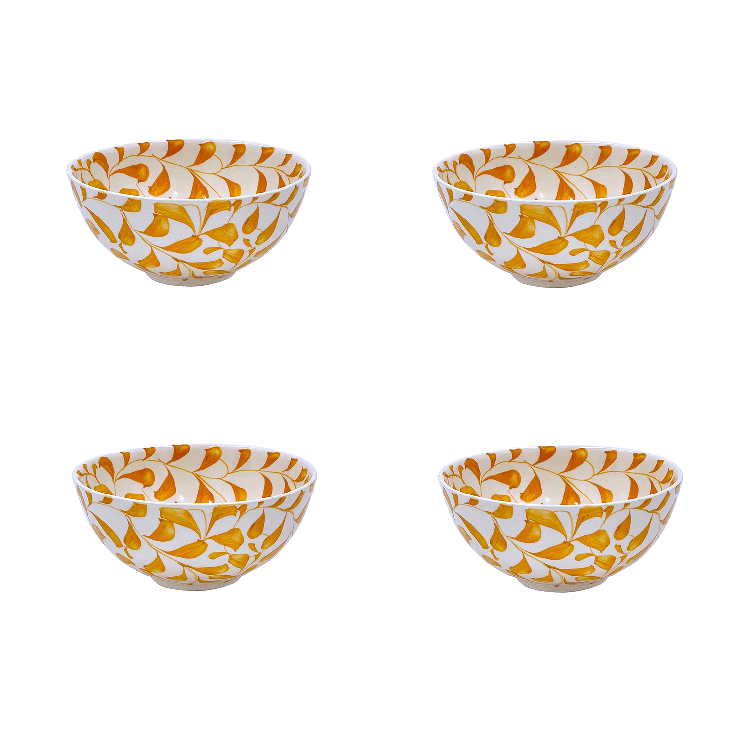 Small Yellow Scroll Bowls (Set of 4)