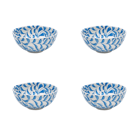 Small Light Blue Scroll Bowls (Set of 4)