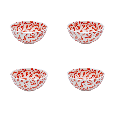 Small Red Scroll Bowls (Set of 4)