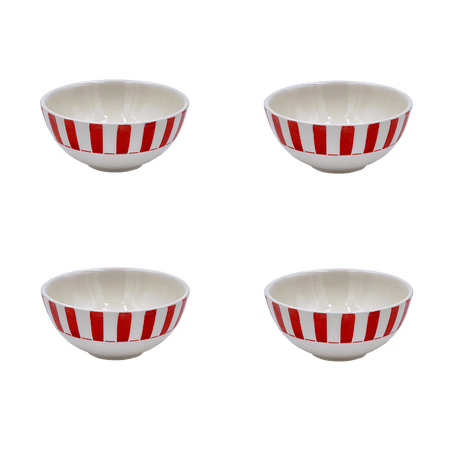 Small Red Stripes Bowls (Set of 4)