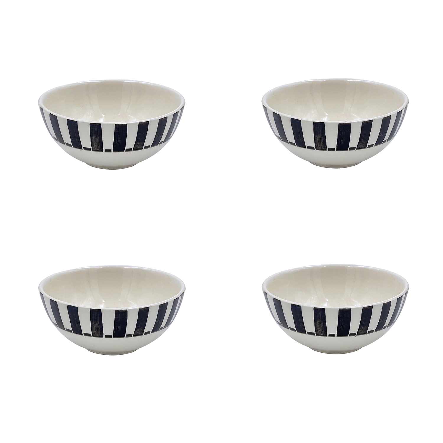 Small Black Stripes Bowls (Set of 4)