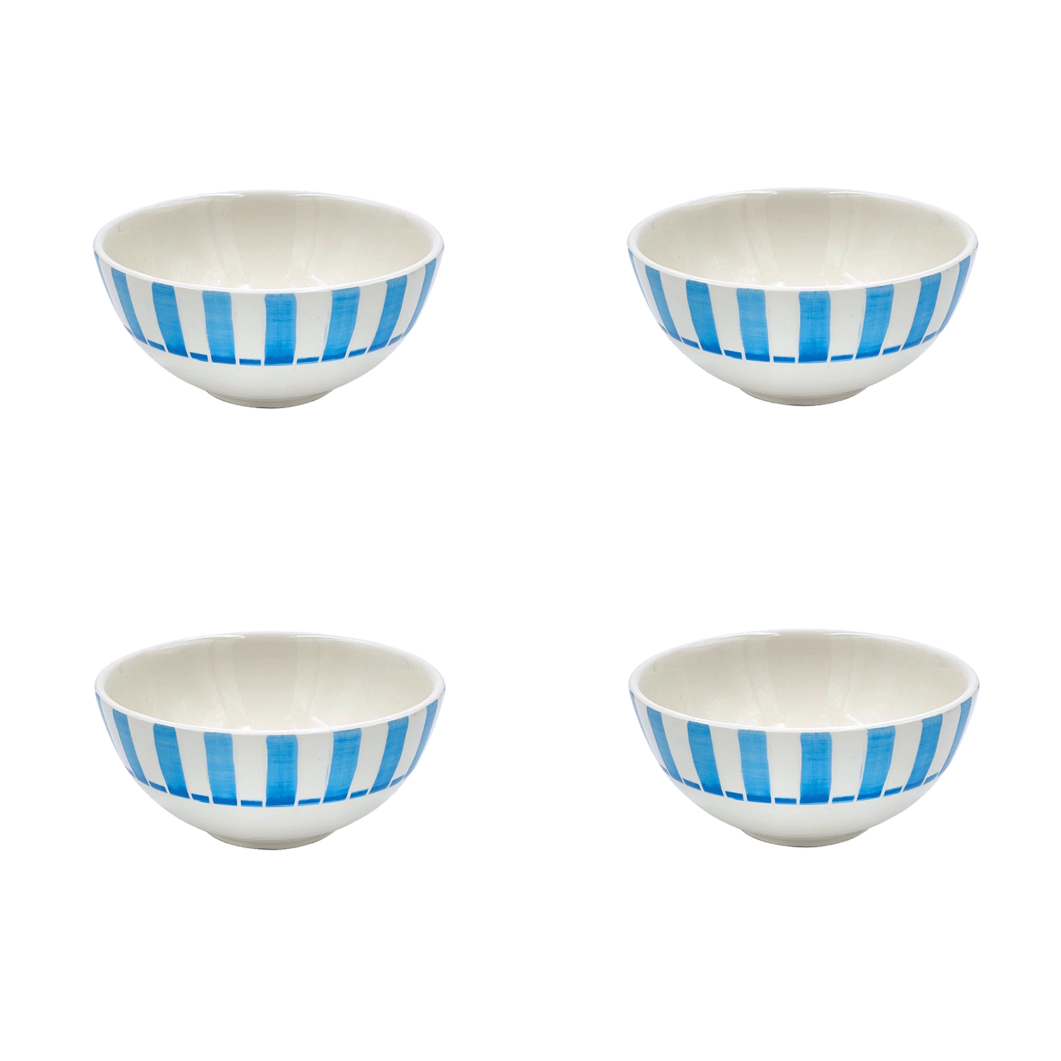 Small Light Blue Stripes Bowls (Set of 4)