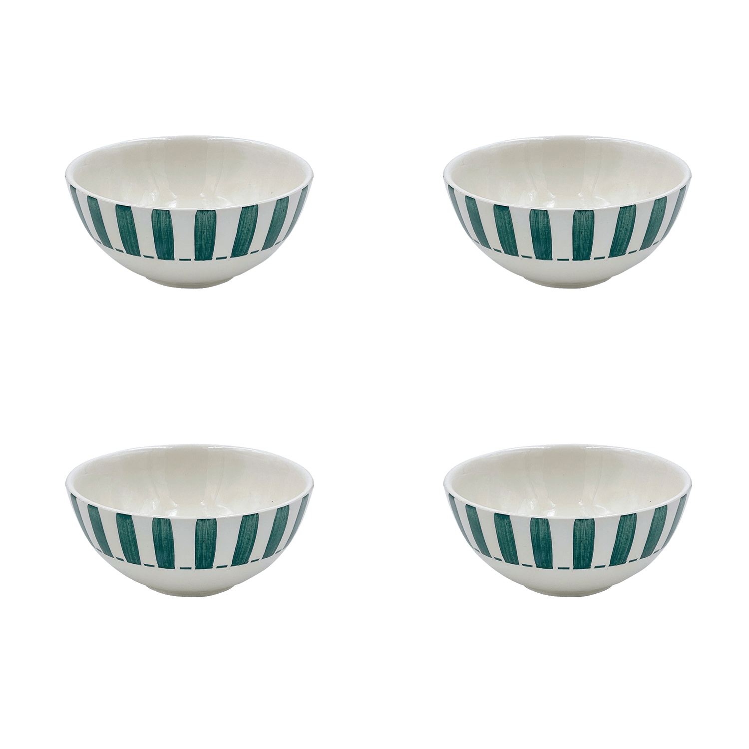 Small Green Stripes Bowls (Set of 4)