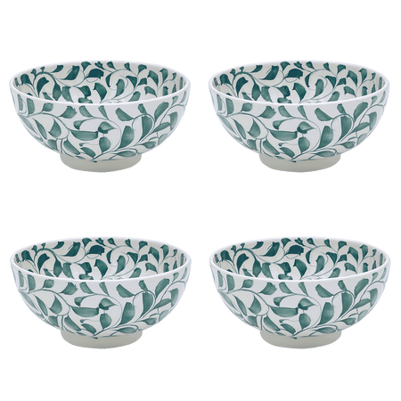 Medium Green Scroll Bowls (Set of 4)