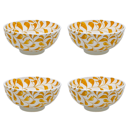 Medium Yellow Scroll Bowls (Set of 4)