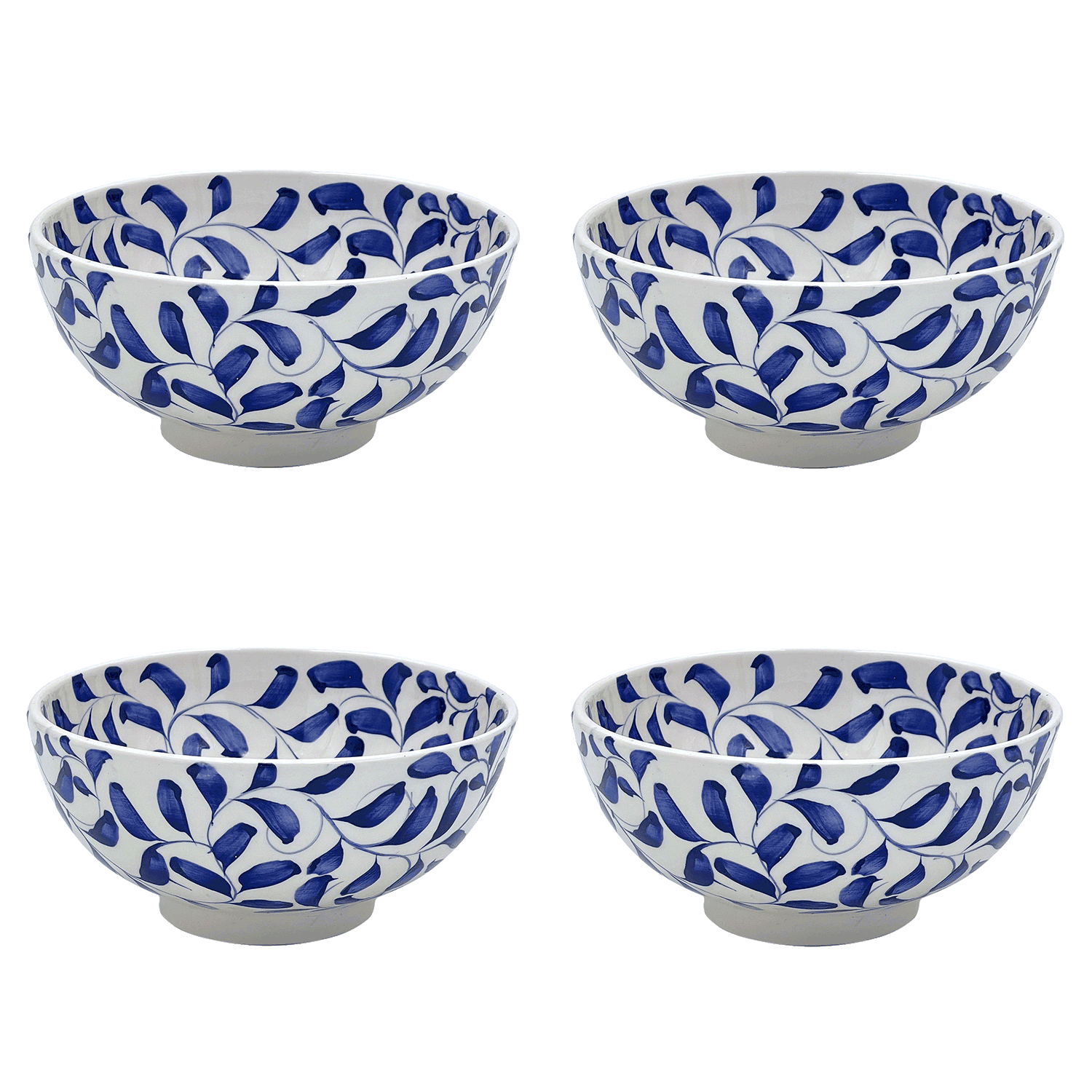 Medium Navy Blue Scroll Bowls (Set of 4)
