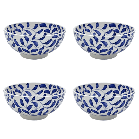 Medium Navy Blue Scroll Bowls (Set of 4)