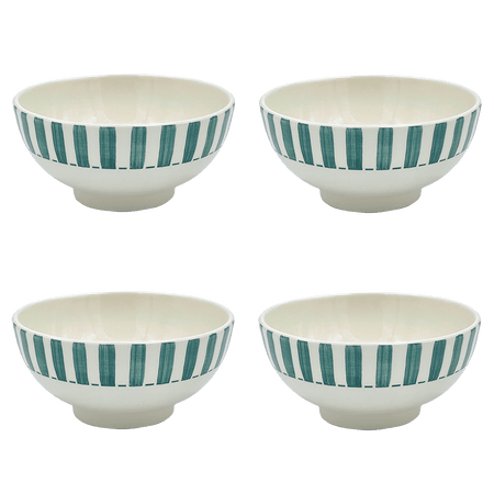 Medium Green Stripes Bowls (Set of 4)