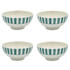 Medium Green Stripes Bowls (Set of 4)
