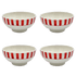 Medium Red Stripes Bowls (Set of 4)