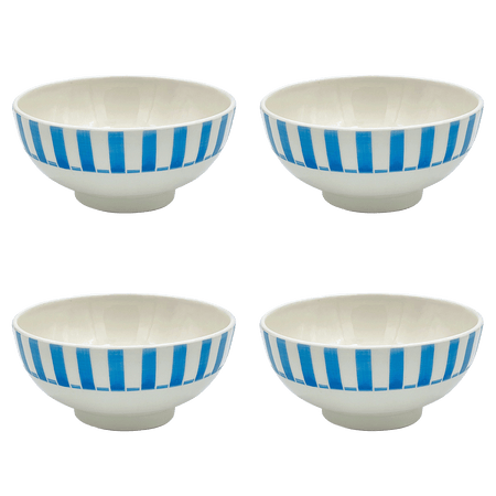 Medium Light Blue Stripes Bowls (Set of 4)