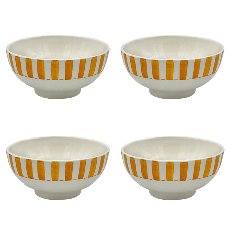 Medium Yellow Stripes Bowls (Set of 4)