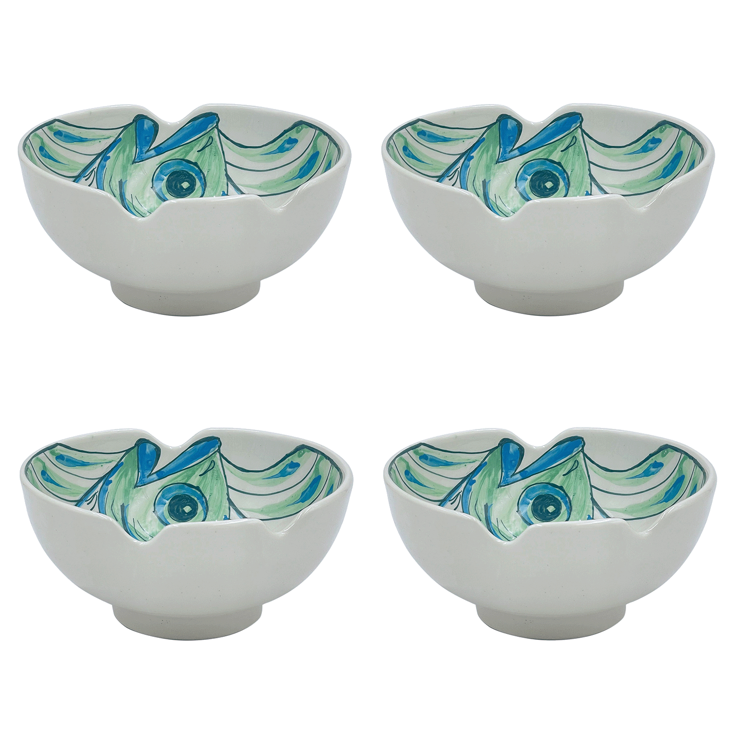 Medium Green Romina Fish Bowls (Set of 4)