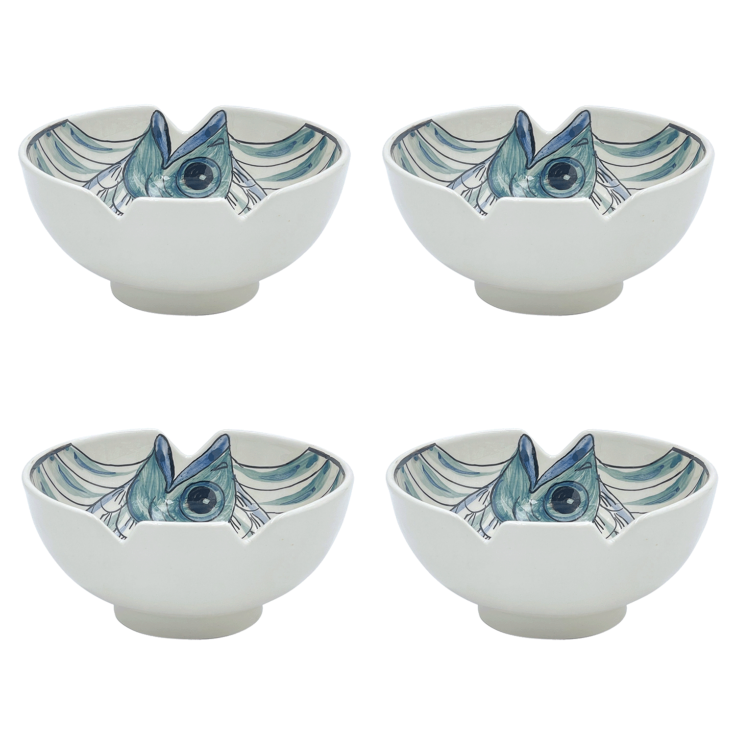 Medium Blue Romina Fish Bowls (Set of 4)