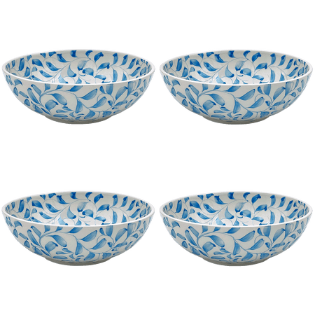 Large Light Blue Scroll Bowls (Set of 4)