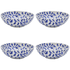 Large Navy Blue Scroll Bowls (Set of 4)