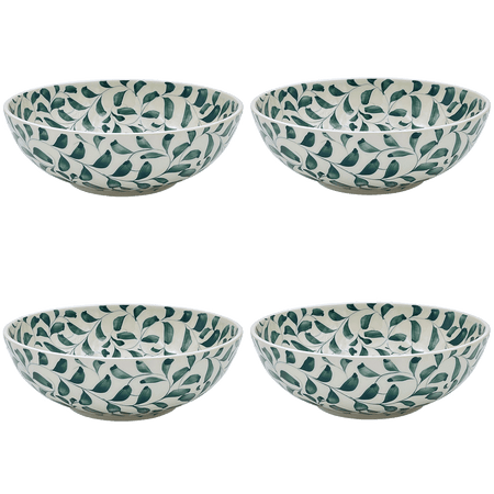 Large Green Scroll Bowls (Set of 4)