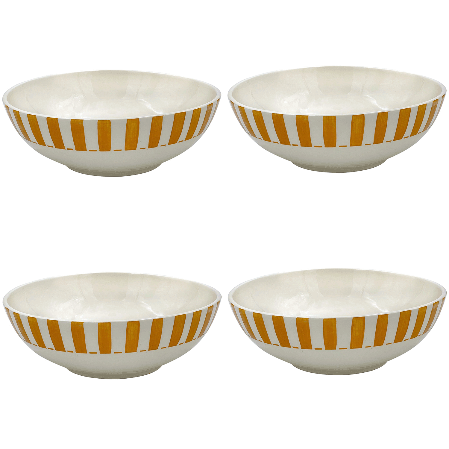 Large Yellow Stripes Bowls (Set of 4)