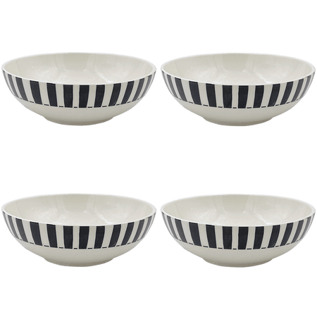 Large Black Stripes Bowls (Set of 4)